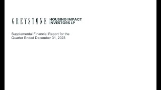 Greystone Housing Impact Investors LP's First Quarter 2024 Report