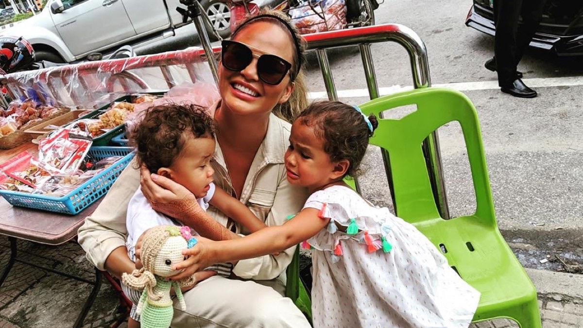 What is Chrissy Teigen's reaction to John Legend's birthday wish for Luna?