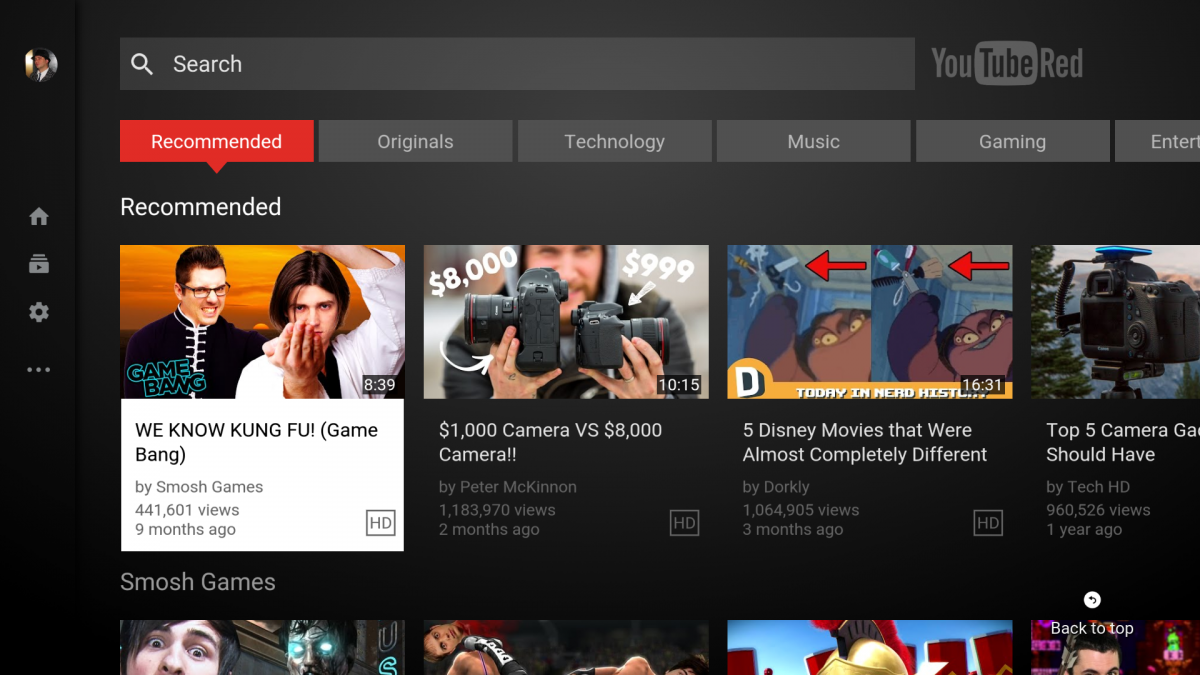 What are the latest updates in YouTube for Android TV that include new animations and sidebar changes?