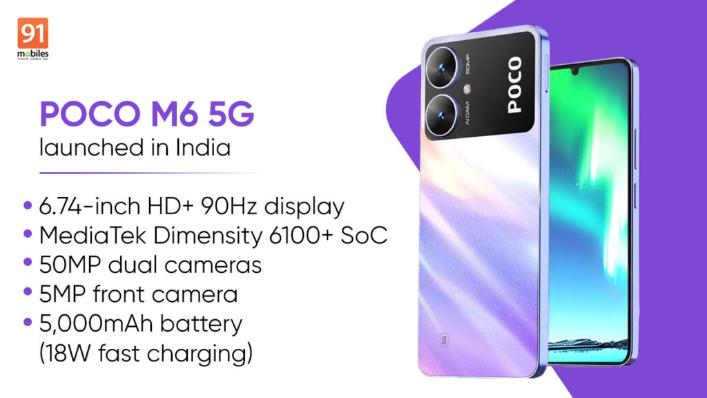 What are the specifications and price of Poco M6 Plus 5G smartphone?